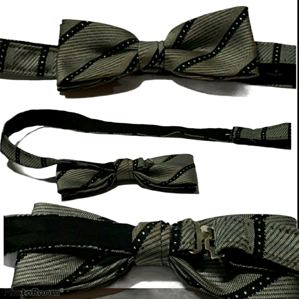 Youth, Clip-on Bow, Grey with small Decorative Strip